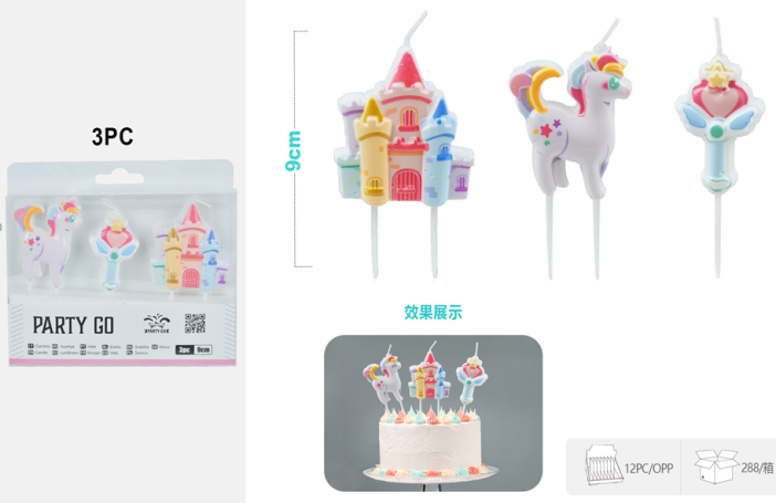 Набор свечей 3 шт. &quot;Unicorn realm&quot;, (8 см) 