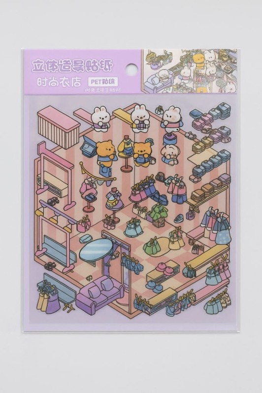 Наклейки для творчества румбокс "Магазин одежды", фиолетовые 