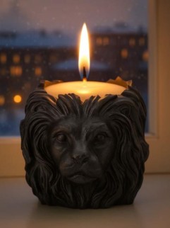 Свеча декоративная с подсвечником &quot;Лев&quot; (7,5х8х7 см)