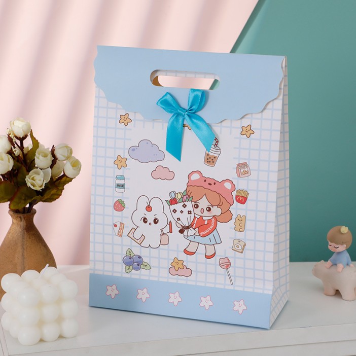 Пакет подарочный (M) &quot;Anime friends&quot;, blue (27*19.5*8.6) 