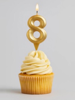 Свеча для торта "Грань" цифра 8 (золото mix), 8,7х4,3х1,2 см