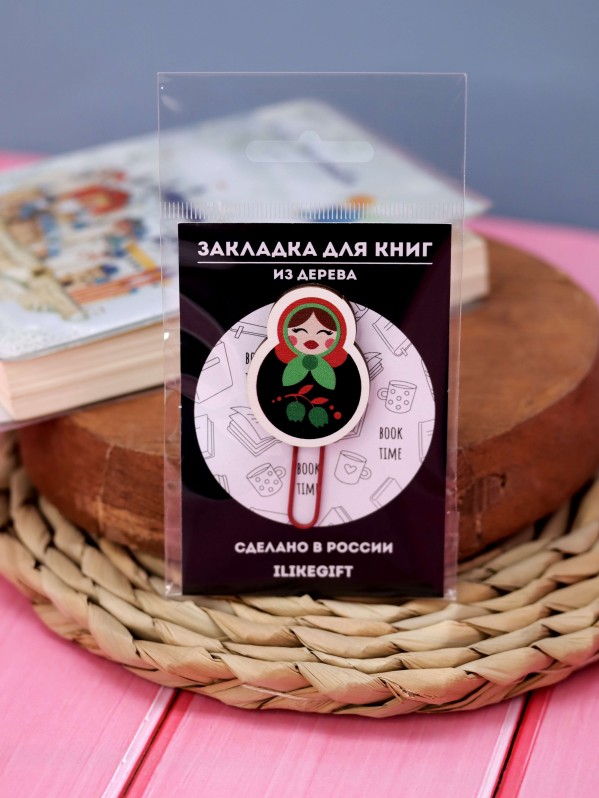 Закладка – скрепка ЭКО из дерева МАТРЕШКА
