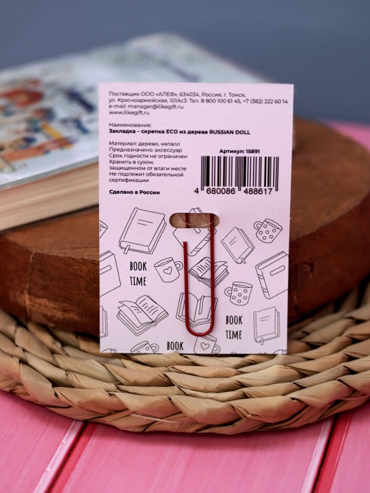 Закладка – скрепка ECO из дерева RUSSIAN DOLL 