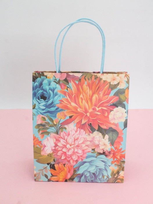 Пакет подарочный «Flower hugs», blue-orange (21*25.5*10) 