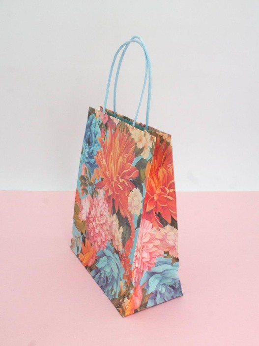 Пакет подарочный «Flower hugs», blue-orange (21*25.5*10) 