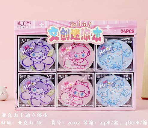 Блокнот на кольце "Kirby flower", mix (7х7 см), шоу-бокс 24 шт. 