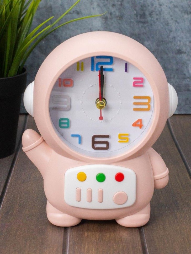 Часы-будильник «Cheerful cosmonaut», pink