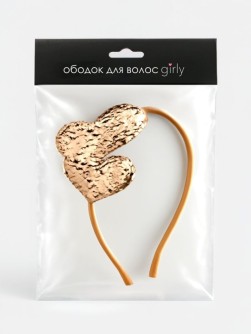 Ободок для волос GIRLY "Золотое сердце", золотой