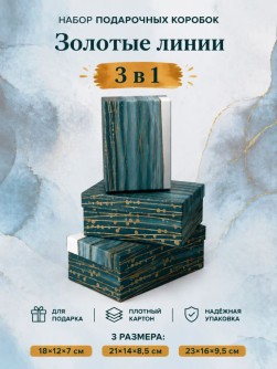 Набор подарочных коробок 3 в 1 "Золотые линии", 18*12*7-21*14*8,5-23*16*9,5