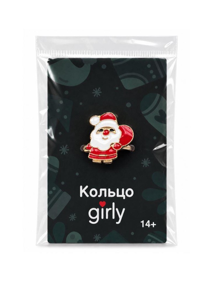 Кольцо металлическое GIRLY "Дед Мороз", красное