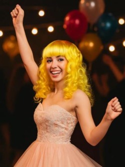 Парик карнавальный "Vivid", yellow (50 см)