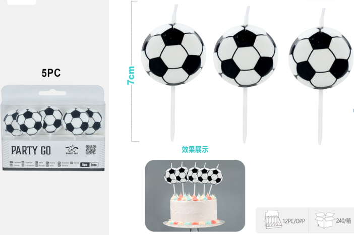 Набор свечей 5 шт. &quot;Football&quot;, (7 см) 