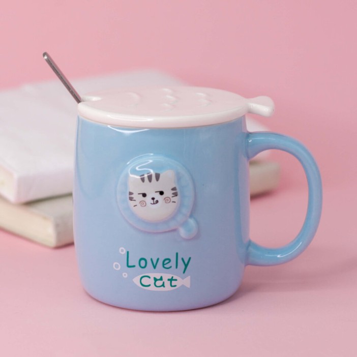 Кружка "Face cat", blue 