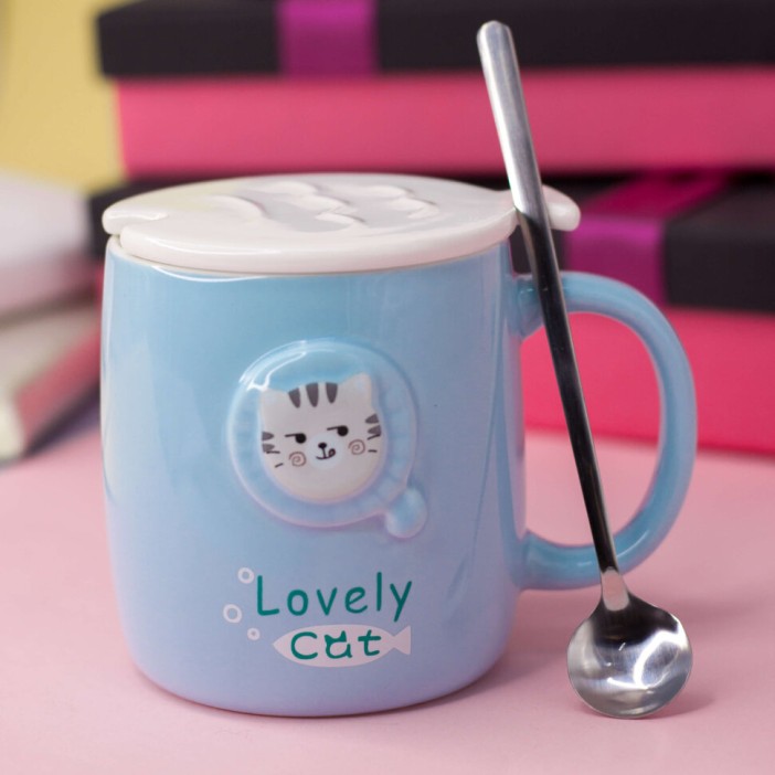 Кружка "Face cat", blue 