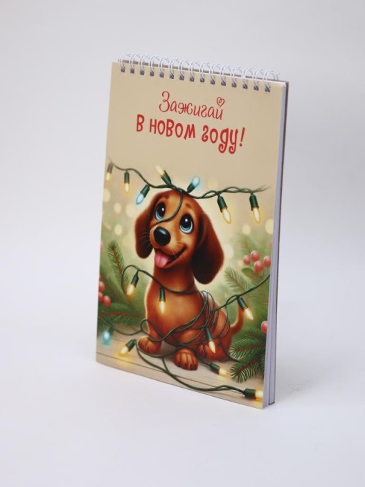 Скетчбук «Зажигай в новом году! Такса», 14х20 см,  плотность 100 гр 