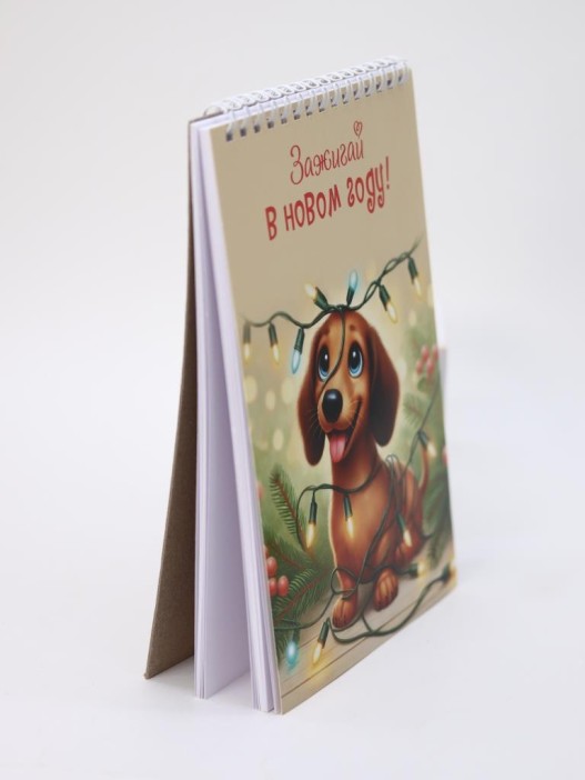 Скетчбук «Зажигай в новом году! Такса», 14х20 см,  плотность 100 гр 