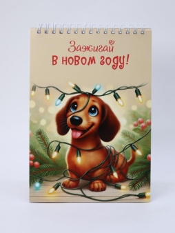Блокнот для зарисовок DRAW ME! "Зажигай в новом году! Такса", 14х20см, плотность 100гр