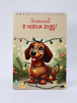 Блокнот для зарисовок DRAW ME! "Зажигай в новом году! Такса", 14х20см, плотность 100гр