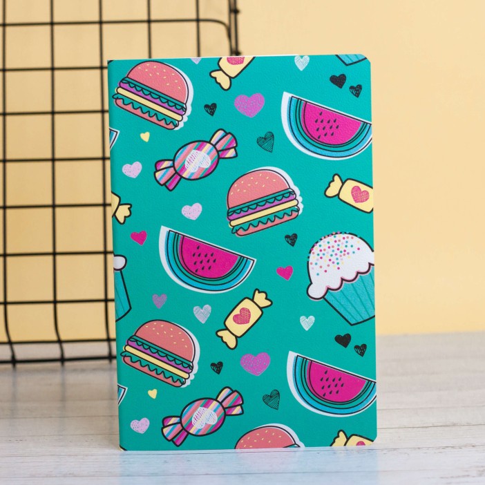 Тетрадь (A5) &quot;Many food&quot;, green (13.5*20.5) 