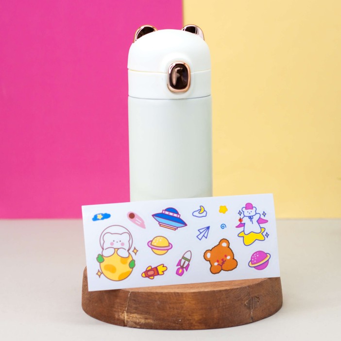 Термос DIY "BEAR + наклейки" (350мл) mix color 