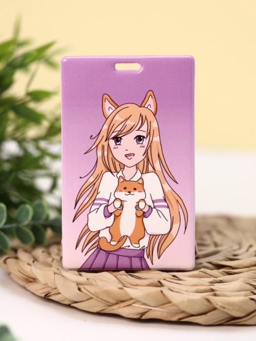 Держатель для карт Аниме &quot;Love corgi girl&quot; (6,5 х 10,4 см) 
