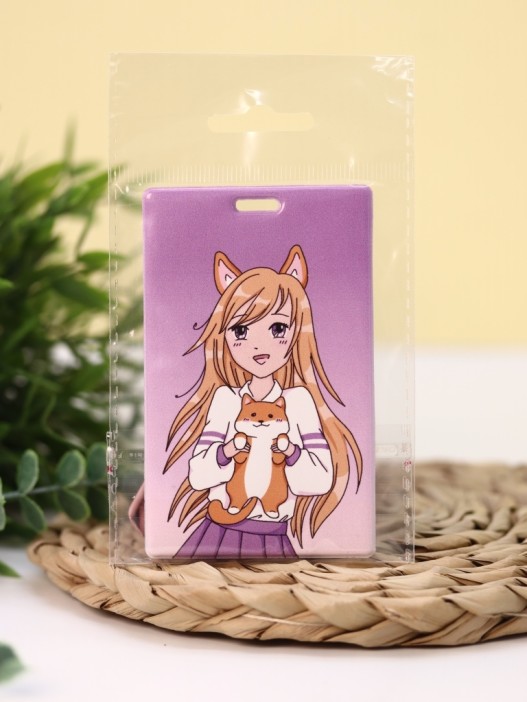 Держатель для карт Аниме &quot;Love corgi girl&quot; (6,5 х 10,4 см) 