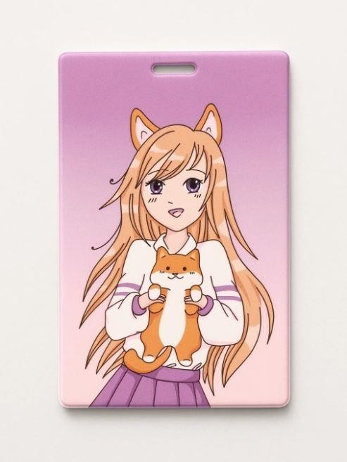 Держатель для карт Аниме &quot;Love corgi girl&quot; (6,5 х 10,4 см) 