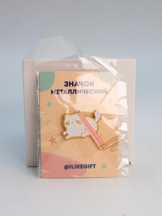 Значок металлический iLikeGift &quot;Cat chopsticks&quot; 