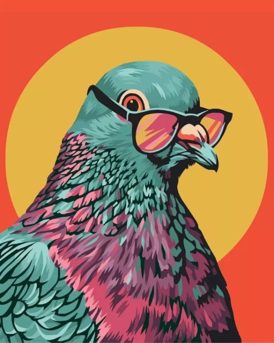 Картина по номерам 40*50 &quot;Крутой голубь&quot; (15 цветов) 