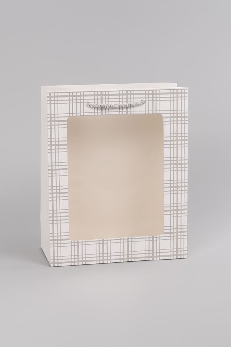 Пакет подарочный  (XS) &quot;Elegant plaid&quot;, white (14.5*19.5*10) 