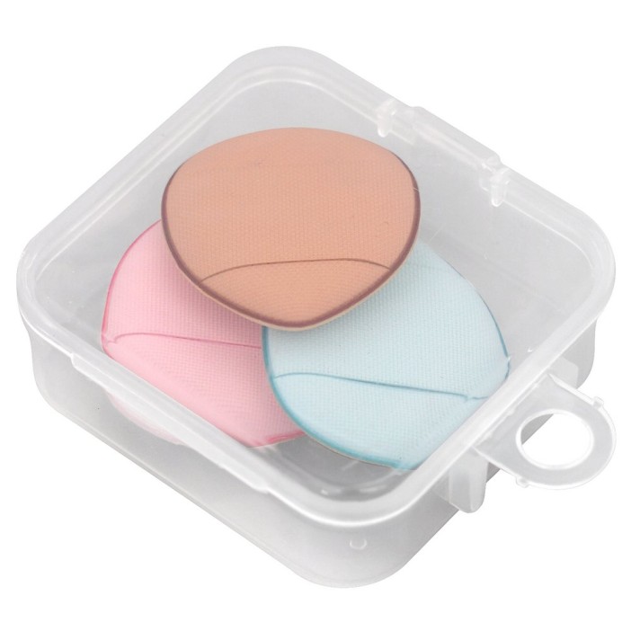 Набор спонжей для макияжа в контейнере &quot;На пальчик&quot; 3 шт. (спонж 3х4см, контейнер 5х5,5х2 см) 