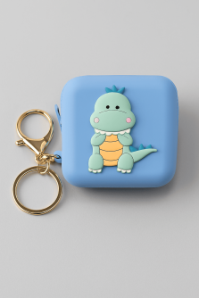Брелок-кошелек силиконовый с карабином "Дракончик" голубой 6*6 см