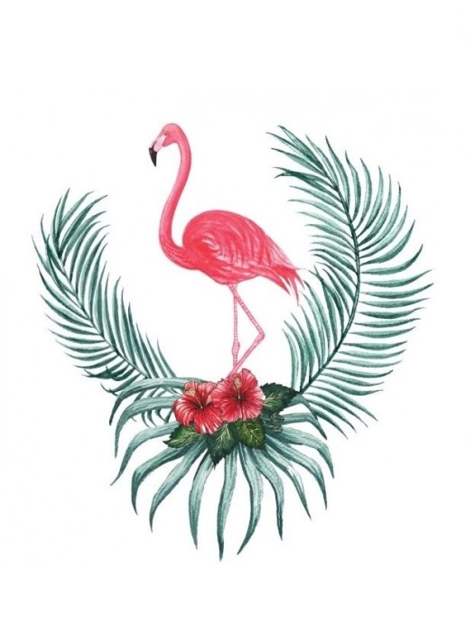 Алмазная мозаика без подрамника &quot;Фламинго с папоротником&quot;, 15х20 см 