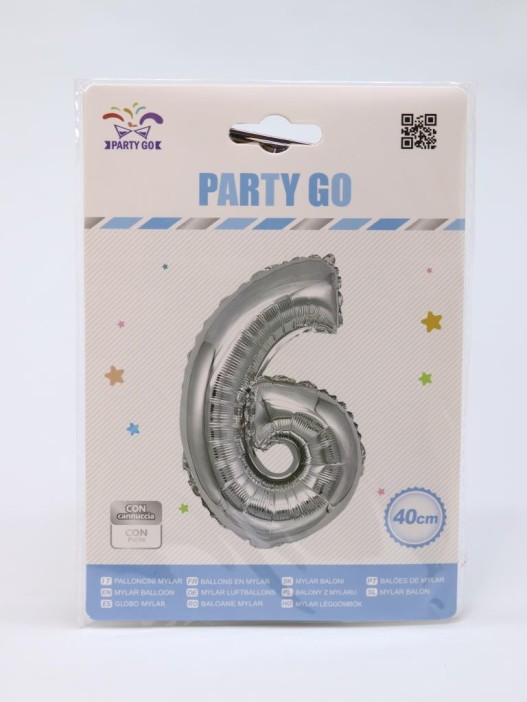 Шар фольгированный &quot;Milestone moments&quot; цифра 6, хром (40 см) 