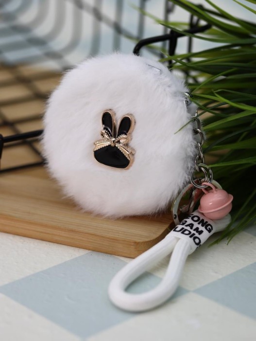 Плюшевое раскладное зеркало брелок "Bunny", белое, шоу-бокс 12 шт. 