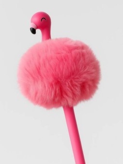 Ручка шариковая с помпоном "Флаффминго", розовая