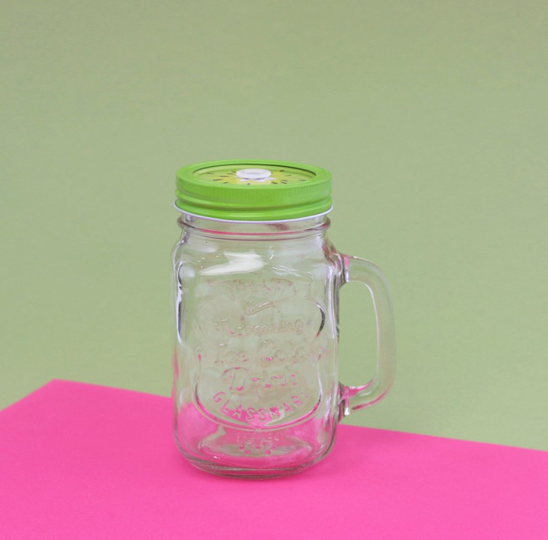 Кружка банка для напитков с трубочкой &quot;Fruity&quot; киви 
