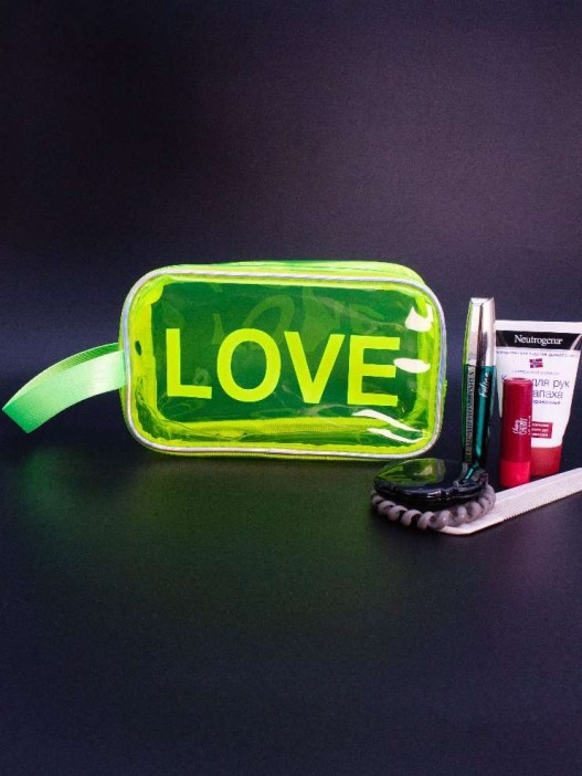 Косметичка - пенал &quot;LOVE&quot; yellow, 12,5*22*7 см 