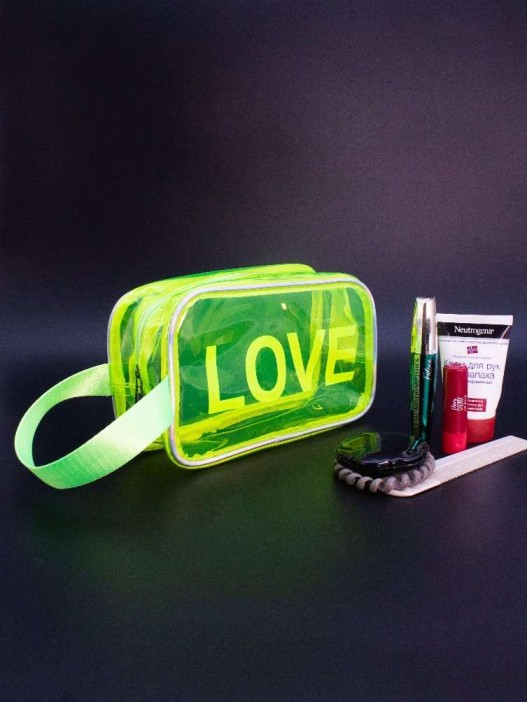 Косметичка - пенал &quot;LOVE&quot; yellow, 12,5*22*7 см 