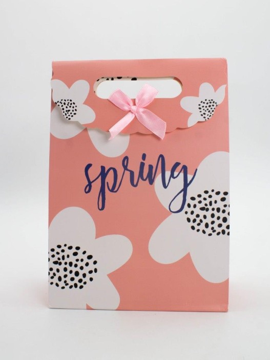 Пакет подарочный (M) &quot;Big flowers&quot;, red (19x 9 x 27) 