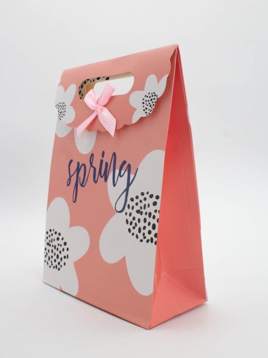 Пакет подарочный (M) &quot;Big flowers&quot;, red (19x 9 x 27) 