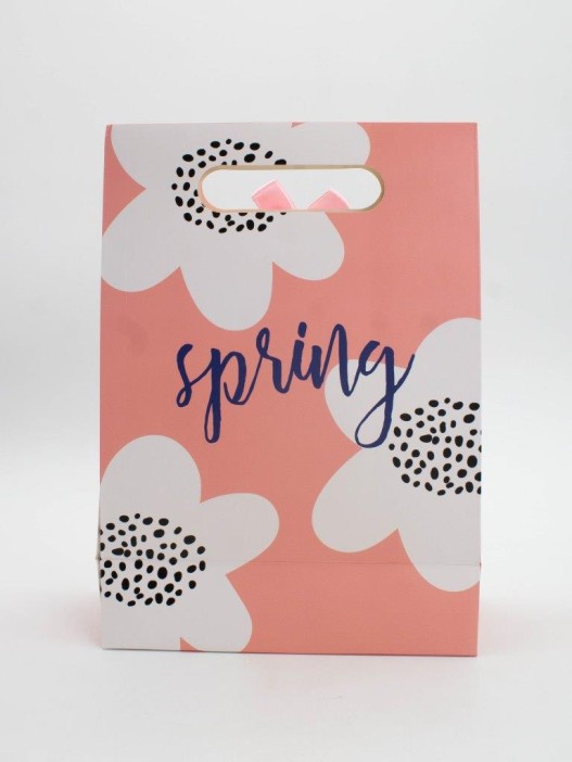 Пакет подарочный (M) &quot;Big flowers&quot;, red (19x 9 x 27) 