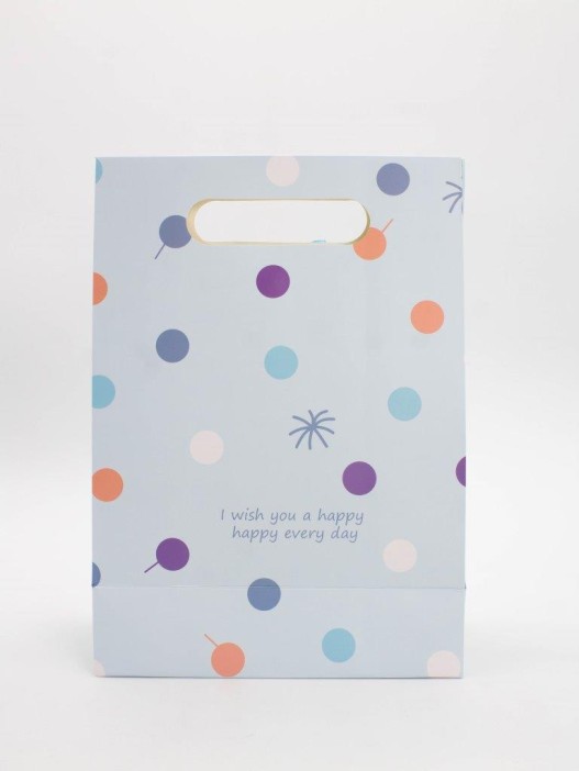 Пакет подарочный (M) &quot;Colorful dots&quot;, blue (19x 9 x 27) 