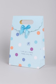 Пакет подарочный (M) "Colorful dots", blue (19x9x27)
