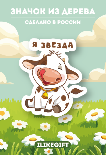 Значок ECO из дерева iLikeGift «Я звезда» 