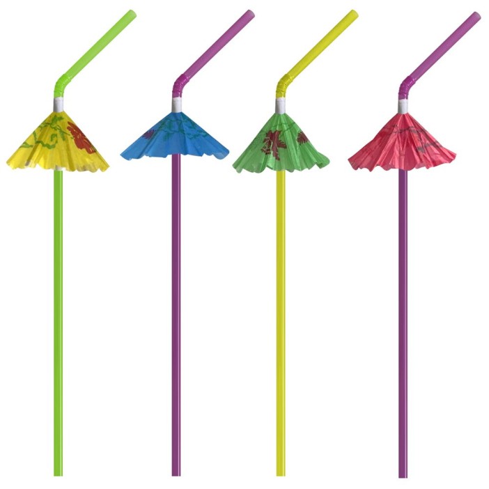 Набор трубочек для коктейля &quot;Зонтики&quot;, 12 шт. (L=24 см) 