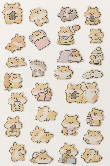 Наклейки объемные &quot;Wind-up hamster&quot; (20,5*9 см) 
