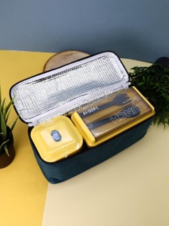 Набор ланчбоксов в термосумке &quot;Big lunch&quot;, синий, 2 яруса, 4 отделения (1400 мл)