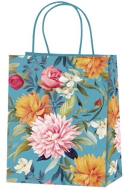 Пакет подарочный «Flower hugs», blue-yellow (21*25.5*10) 