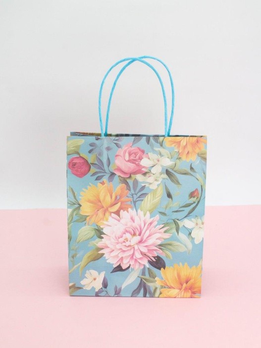 Пакет подарочный «Flower hugs», blue-yellow (21*25.5*10) 